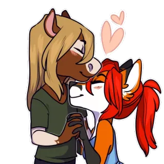 😍 6e989a4b liebe, fell, fuchs, pferd, paar, romantik telegram sticker