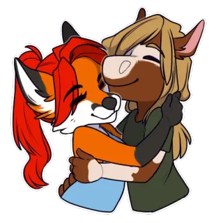 💖 843ff283 Tier, Fuchs, Pferd, Umarmung, Liebe, süß telegram sticker