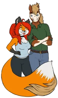 💑 8bf3055f Anthro, Fuchs, Pferd, Fellwesen, Cartoon telegram sticker
