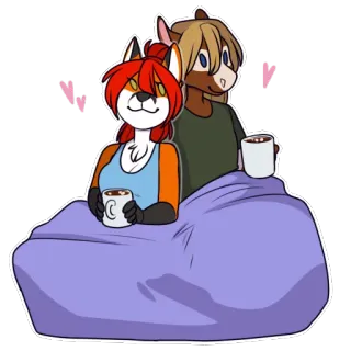 👫 ac5ed224 fuchs, pferd, liebe, paar, sitzsack, heiße schokolade telegram sticker