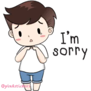 😔 09a43611 I'm sorry sorry, apology, cartoon, sad whatsapp sticker