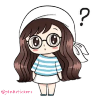 🤔 212c4954 cartoon, girl, question, sticker, anime, cute whatsapp sticker