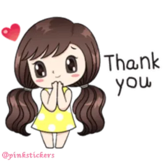 🙏 53d557aa Thank you thank you, cute, girl, heart, sticker whatsapp sticker
