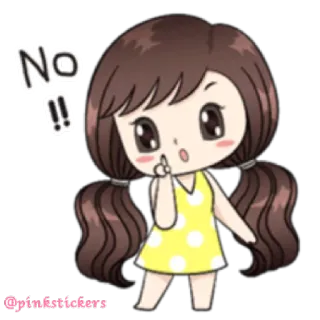 👎 76b32025 No!! girl, cartoon, no, disagreement, cute whatsapp sticker