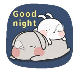 😴 014a711e Good night 晚安, 睡觉, 兔子, 可爱, 卡通, 动物 telegram sticker