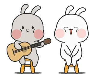 🎸 3605b3d5 兔子, 卡通, 音乐, 吉他, 可爱, 动物 telegram sticker