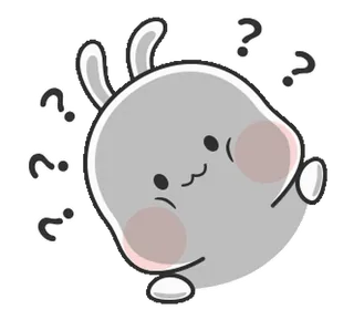 ❔ a7a3e17f 问号, 困惑, 疑问, 兔子, 角色, 可爱, 灰色 telegram sticker