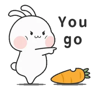 😠 cb03c538 You go 兔子, 胡萝卜, 鼓励, 可爱, 动物, 走, 激励 telegram sticker