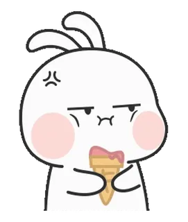 💢 ccb81081 兔子, 兔子, 冰淇淋, 可爱, 生气, 甜点, 卡通 telegram sticker