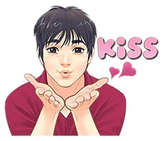 💋 03a69e56 kiss bacio, amore, cuori, uomo, cartone animato whatsapp sticker