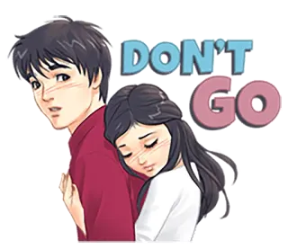😢 518b5bde DON'T GO Amore, Relazione, Triste, Abbraccio, Cartone animato whatsapp sticker