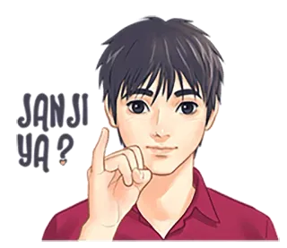 😐 5ec5788d JANJI YA ? promessa, accordo, ragazzo, cartone animato whatsapp sticker