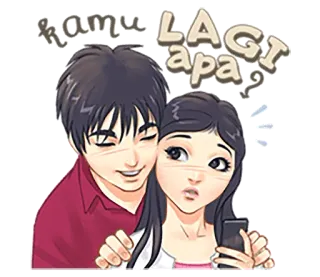 😆 769e2a0a kamu LAGI apa? coppia, affetto, amore, cartone animato whatsapp sticker