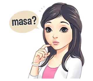 😕 9046d12e masa? cartone animato, ragazza, domanda, pensare whatsapp sticker