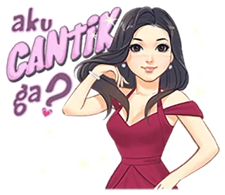 💃 c42bda05 aku CANTIK ga? donna, cartone animato, bellezza, domanda, carino whatsapp sticker
