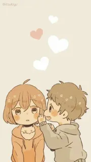 📞 1661e844 Anime, Romans, Miłość, Para, Serca, Słodkie, Kreskówka telegram sticker