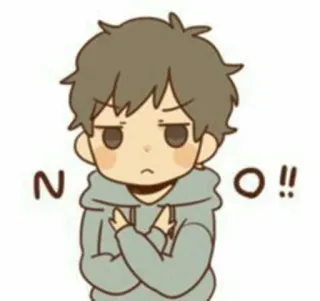 👎 30ee63d7 NO!! Kreskówka, Anime, Postać, Nie, Wyraz telegram sticker