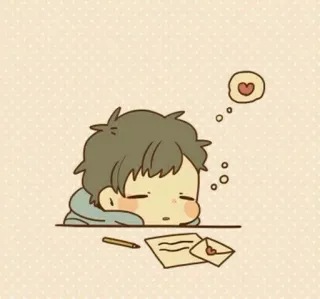 💌 7333bb2e Kreskówka, Miłość, Słodkie, List, Serce, Senny telegram sticker