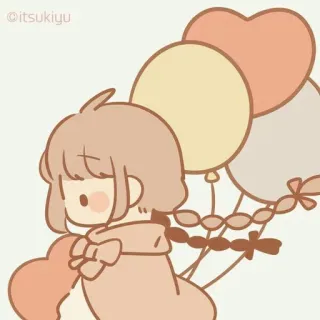 🎈 738ceaab balony, słodkie, kawaii, anime, dziewczyna, serce, pastelowy, ilustracja telegram sticker