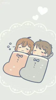 😴 869e7d7f kreskówka, śpiący, para, uroczy, ilustracja, miłość, postać z kreskówki telegram sticker