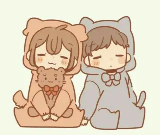 😴 877ba2e7 urocze, kawaii, zwierzęta, anime, kreskówki, przyjaciele, para, dzieci telegram sticker