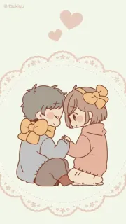 ❤️ 9ea195ca Kreskówka, Para, Miłość, Uroczy, Serca, Ilustracja telegram sticker