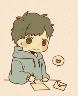 💌 bd8092b9 chłopak, pisanie, list miłosny, kreskówka, rysunek, anime, dziecko telegram sticker