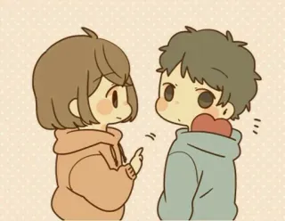 ❤️ c15aae87 para, miłość, serce, słodkie, kreskówka, związek, chibi telegram sticker