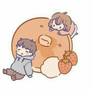 🥞 e5ad96f6 naleśnik, jedzenie, słodkie, deser, kawaii, kreskówka, truskawka telegram sticker