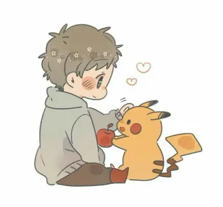 ⚡️ f866ecfc Pikachu Pokemon Anime, Chłopak, Pikachu, Pokémon, Słodki, Czerwone Jabłko telegram sticker