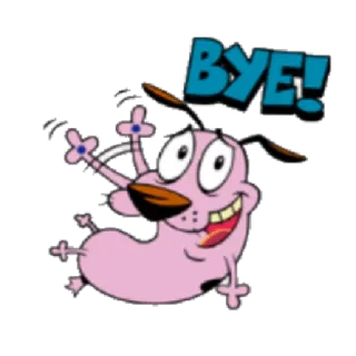 👋 13118949 Courage Courage the Cowardly Dog BYE! cane, cartone animato, Leone il cane fifone, addio, ciao whatsapp sticker
