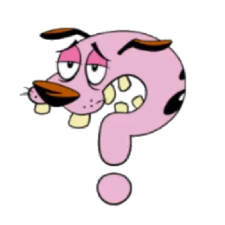 ❓ 2502d58b Cartone animato, Punto interrogativo, Personaggio, Cane, Leone il cane fifone, Rosa whatsapp sticker