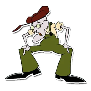 😧 7a90e92d Eustace Bagg Courage the Cowardly Dog desenho animado, Eustácio Resmungão, Coragem, o Cão Covarde, rabugento, velho, personagem telegram sticker
