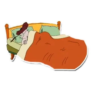 😴 9c40e52c Eustace Bagge Courage the Cowardly Dog Eustácio Resmungão, Coragem, o Cão Covarde, desenho animado, dormindo, cama telegram sticker