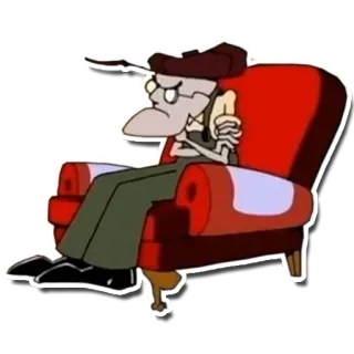 😒 b4bd40e7 Eustace Bagg Courage the Cowardly Dog Eustácio Resmungão, Coragem, o Cão Covarde, desenho animado, rabugento, personagem telegram sticker