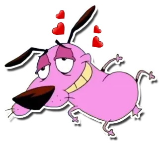 😍 de98fedf Courage Courage the Cowardly Dog Desenho animado, Cachorro, Corações, Rosa, Coragem, o Cão Covarde, Coragem telegram sticker