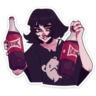 🍾 36833f89 DRINK bevanda, soda, ragazza, bottiglia, cartone animato, carino telegram sticker