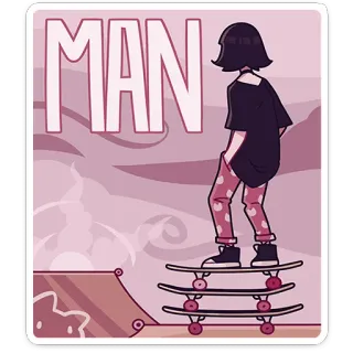 ☺️ 977531b9 MAN skateboard, skate, ragazza, uomo telegram sticker