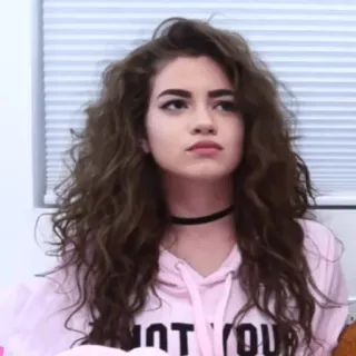 💄 c8985fc6 NOT YOURS chica, sudadera con capucha, morena, retrato, casual telegram sticker