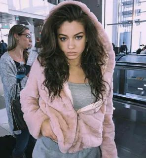 🥀 46f8be61 mujer, rosa, chaqueta, retrato, modelo, pelo largo telegram sticker