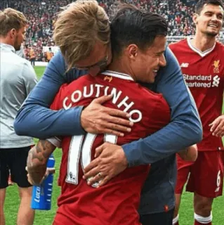 💞 756335f2 COUTINHO Fußball, Football, Sport, Team, Umarmung, Jubel, Sportler telegram sticker