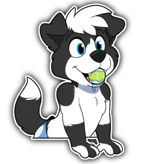 🎾 069676a7 犬, 子犬, 漫画, 動物, ペット, 毛むくじゃら, 可愛い, ボール telegram sticker