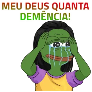 😢 17999501 MEU DEUS QUANTA DEMÊNCIA! Pepe si Kodok, Meme, Demensia, Menangis, Frustrasi telegram sticker
