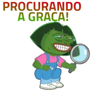 🔎 68b8f7b2 PROCURANDO A GRACA! Meme, Pepe, Dora, Kaca Pembesar, Lucu, Mencari telegram sticker