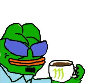 ☕ 4d8465d8 Pepe the Frog pepe, katak, meme, kopi, monster energy telegram sticker