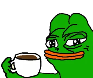 ☕ e5a0669a Pepe the Frog Pepe si Kodok, Katak, Meme, Minum kopi telegram sticker