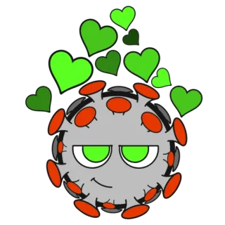 🥰 20e34bd5 Коронавирус, Вирус, Сердечки, Мультфильм, COVID-19, Медицинский, Болезнь telegram sticker