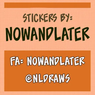 🎨 02212e94 STICKERS BY:
NOWANDLATER
FA: NOWANDLATER
@NLDRAWS stickers, nowandlater, art, nldraws, sticker design, digital art telegram sticker