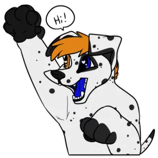😀 0a9ae9e6 Hi! dog, furry, animal, cartoon, friendly, hi, cute, dalmatian telegram sticker