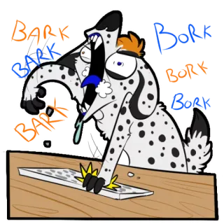 ⌨ 6a6d1a32 BARK BORK dog, bark, bork, animal, cartoon, sticker, domestic animal, pet telegram sticker
